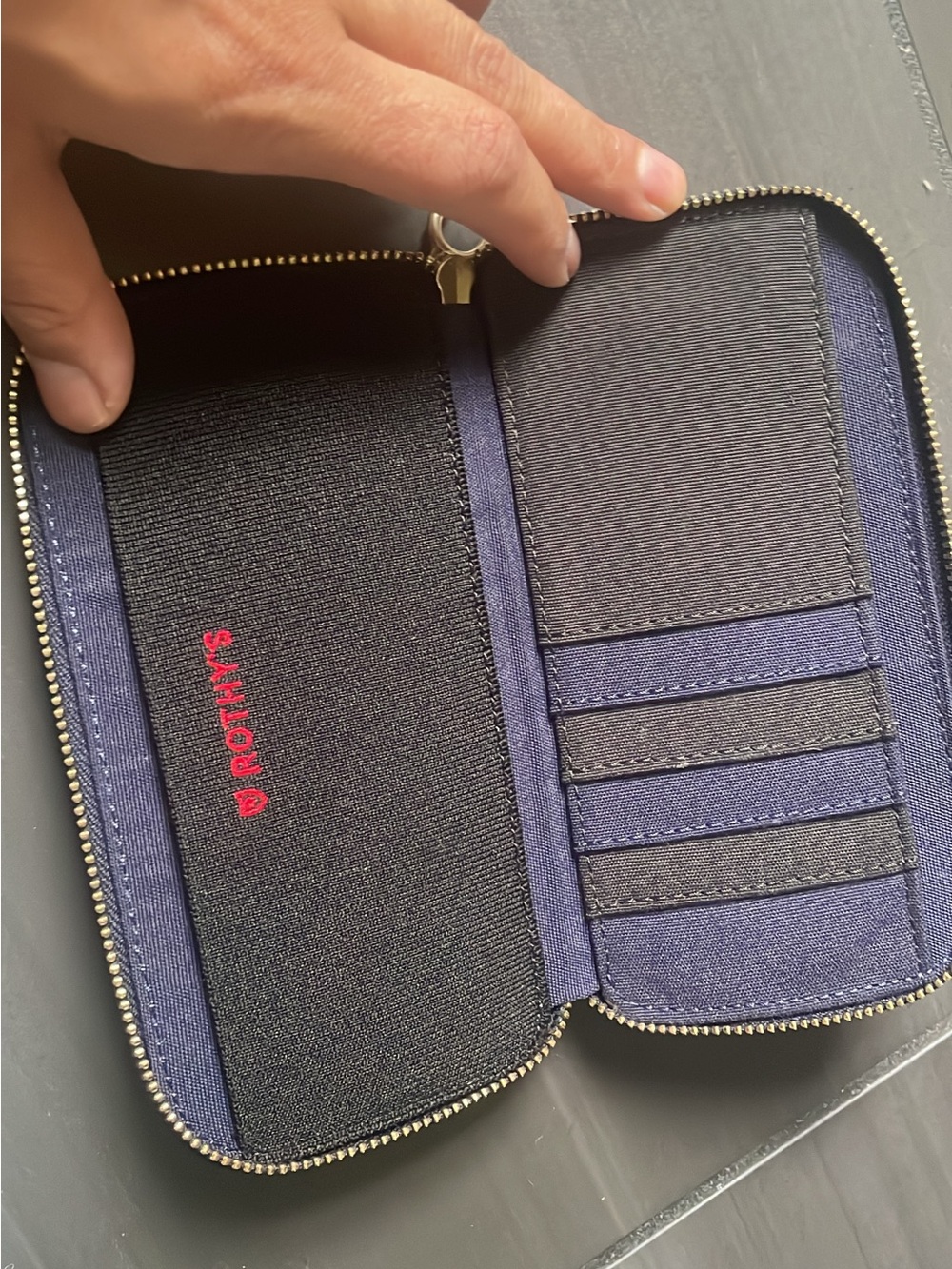 Rothy's Navy and Black Zip Card Wallet